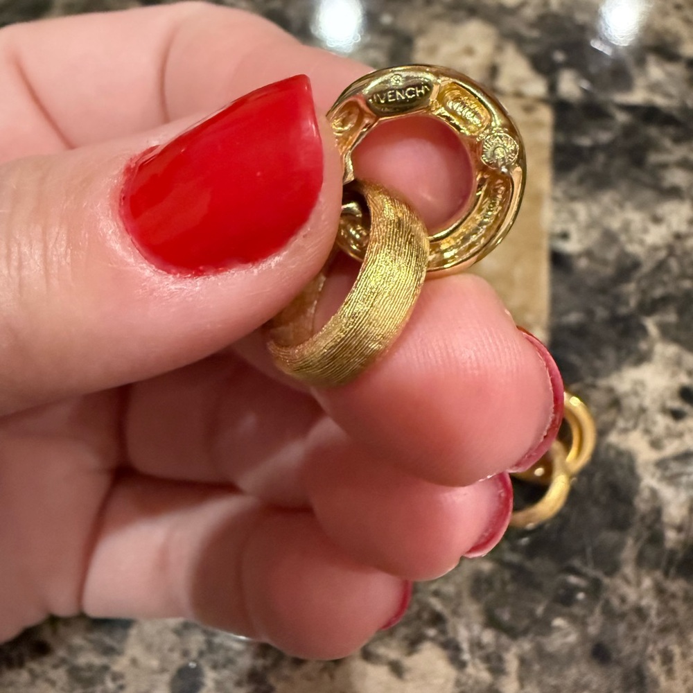 Givenchy Gold Interlocking Double Circle Drop Ear… - image 7